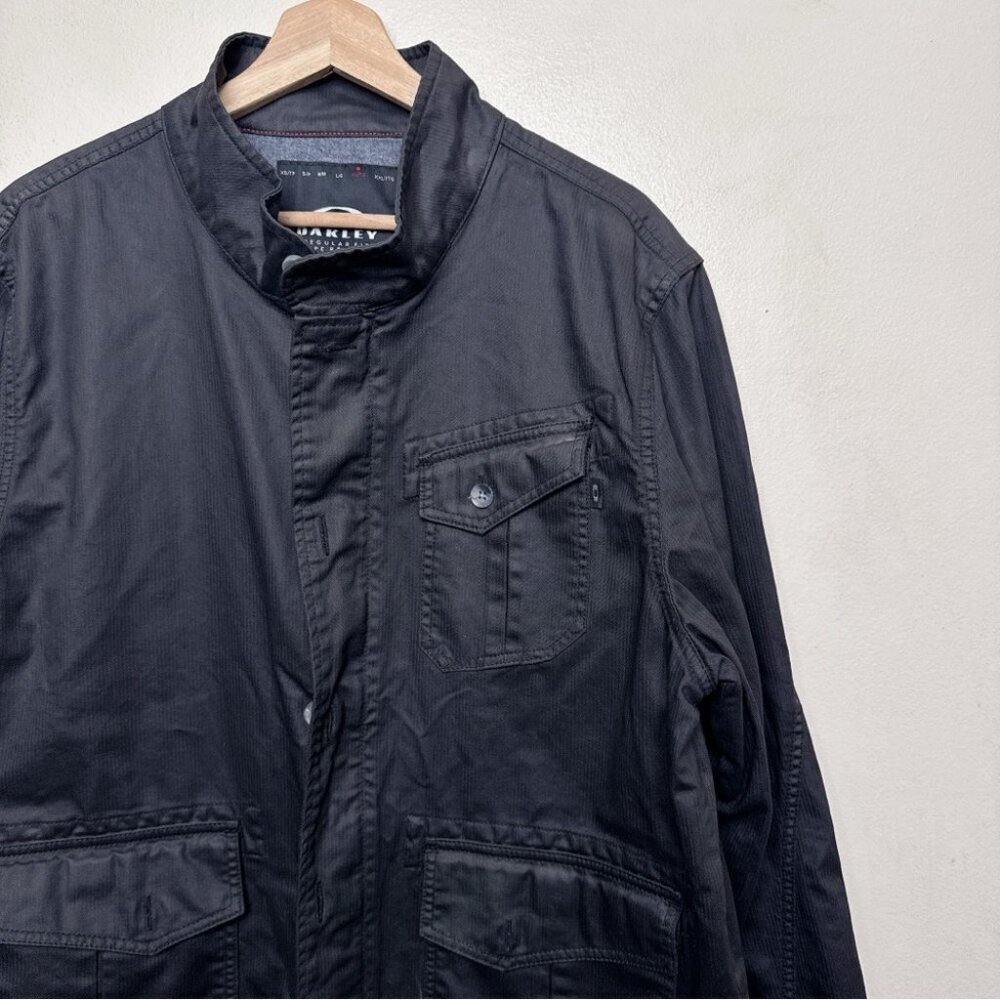 Oakley Mens Xlarge Cotton Full Zip Utility Pocket Black Jacket - Picture 4 of 16